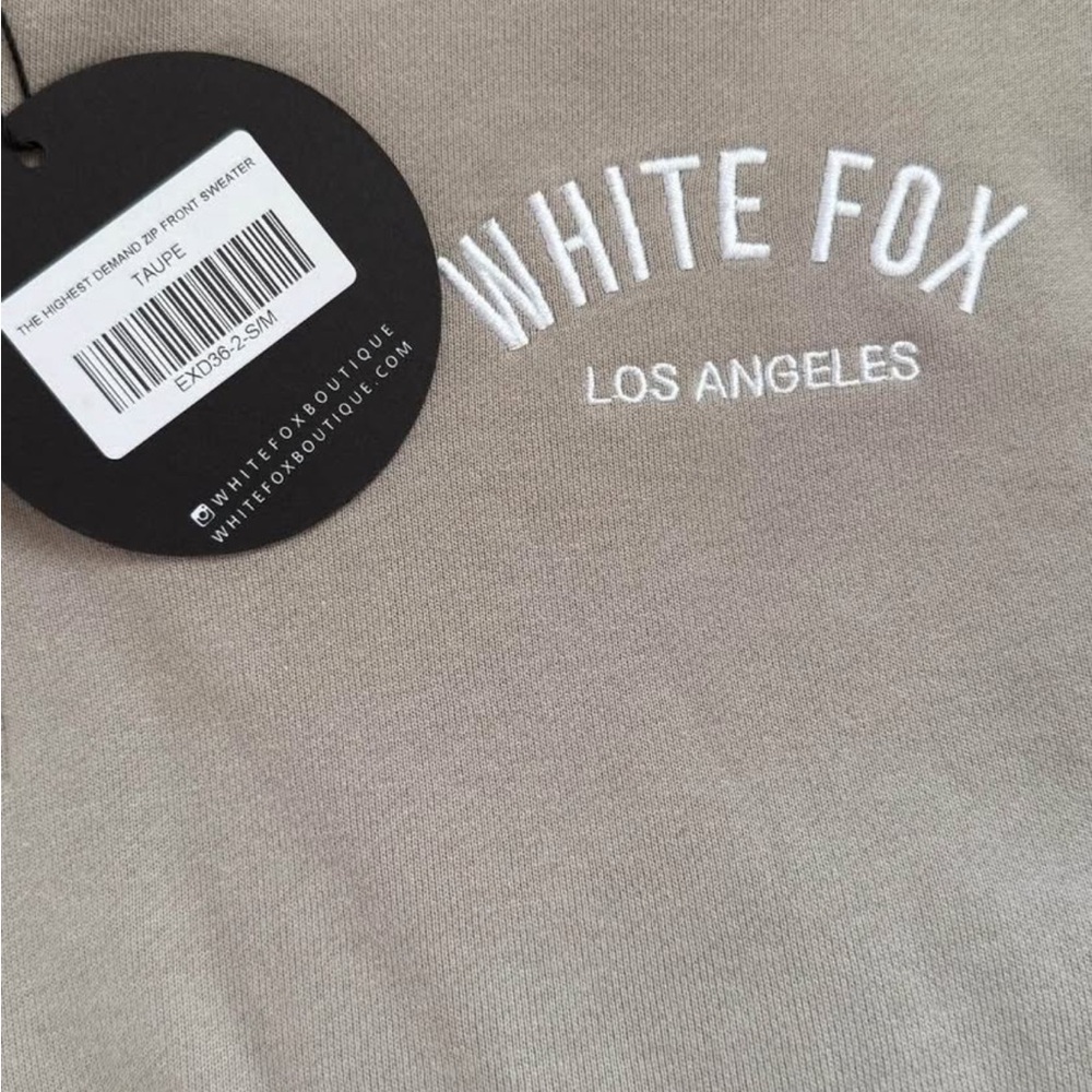 White Fox Boutique Taupe Quarter Zip Highest Demand Sweatshirt NWT
